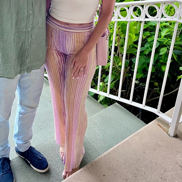 Missoni Pink Knit Sequin Striped Pants - Picture 2 of 6
